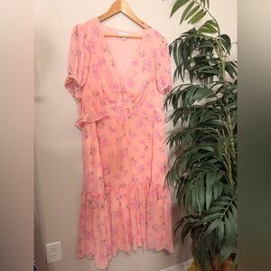 LoveShackFancy Peach-Pink Floral Maxi Dress